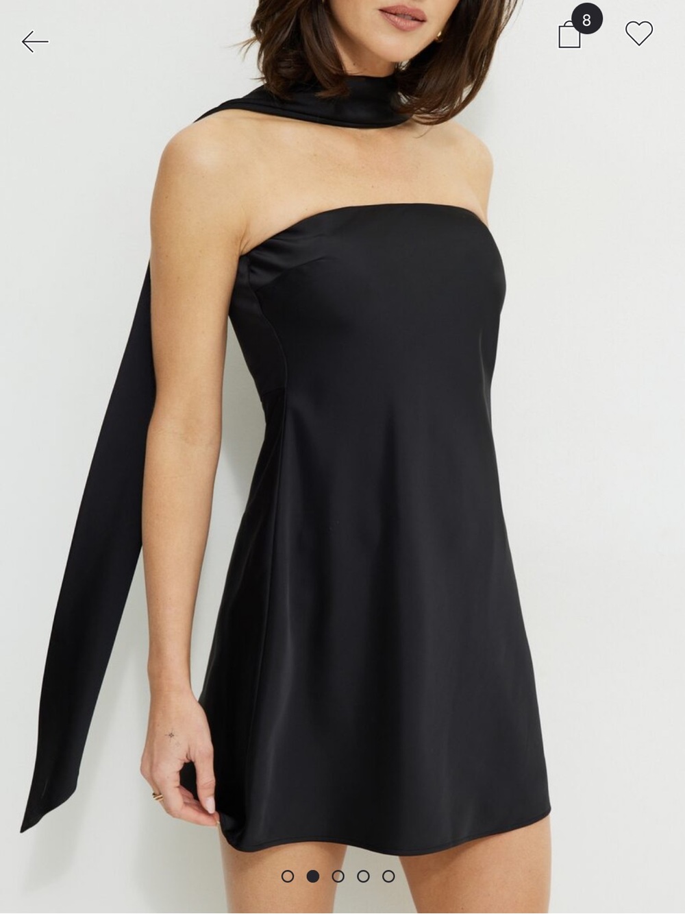 Dynamite Black Satin Strapless Mini Dress with Scarf